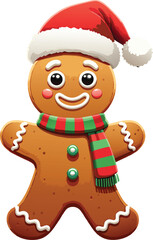 An adorable gingerbread man dressed in festive holiday attire 