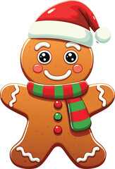 An adorable gingerbread man dressed in festive holiday attire 