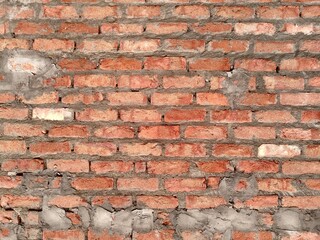 Red brick wall. Texture of old dark brown and red brick wall panoramic backgorund.Old red brick...