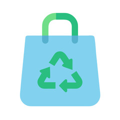 Recycling bag icon, eco-friendly shopping and sustainability concept

