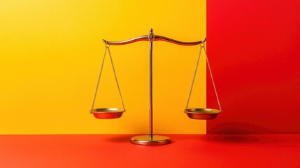 Justice Scale on Yellow and Red Background