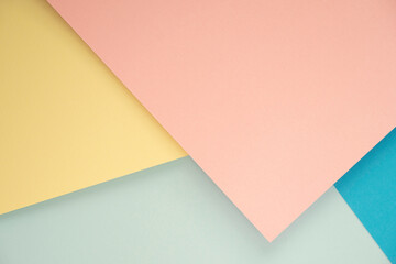 Abstract geometric background with minimal geometric shapes and lines. Light blue, yellow and...