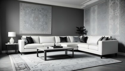 Photo interior modern design room 3d illustration;