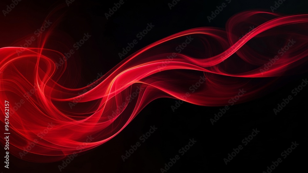 Poster red swirling abstract pattern on black background, dynamic art concept