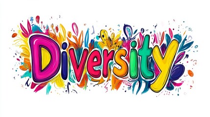 A vibrant artistic representation of the concept of diversity featuring bold colors and creative designs that emphasize inclusion and multiculturalism