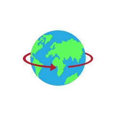 Earth with arrow vector illustration on white background. Ecology concept