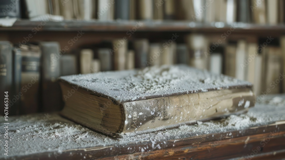 Wall mural The Symbolic Neglect of Knowledge A Dusty Book on the Shelf. Concept Books, Knowledge Neglect, Symbolic Dust, Shelf Dust, Neglected Book 