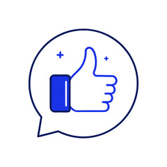 🔹Title
Blue thumbs up icon in speech bubble representing positive feedback and communication concept.
