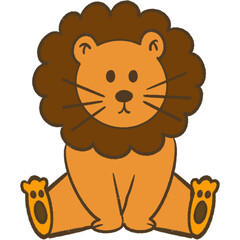 Sitting lion cartoon isolated