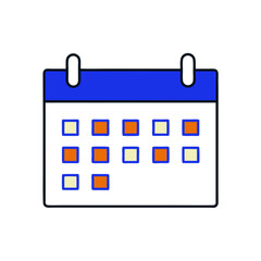 Colorful calendar icon with multiple date squares for scheduling and planning concept illustration