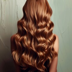Naklejka premium close-up of loose long hair with soft curls, back view