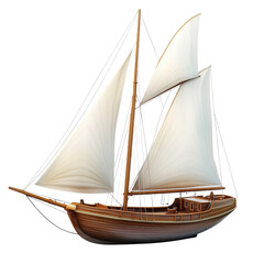 Obraz premium A beautiful wooden sailing ship with white sails, gliding gracefully across the serene waters, symbolizing adventure and freedom.