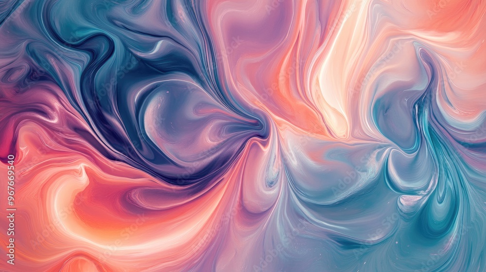 Fototapete abstract swirl wallpaper with a fluid, flowing design in soothing tones, perfect for a calming space