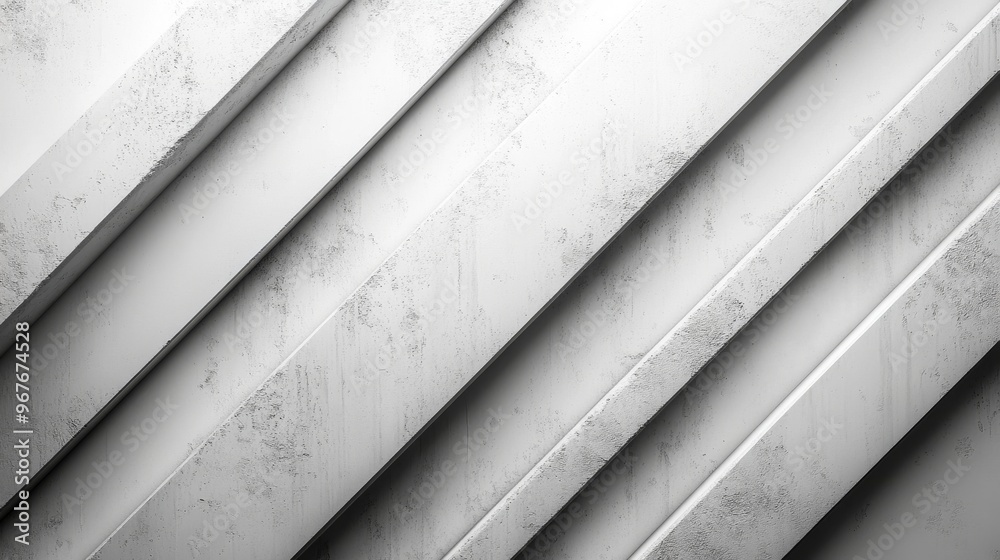 Poster Abstract diagonal lines on textured white surface, minimalist background. Modern design and architecture concept