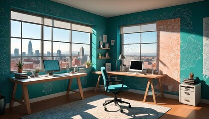 Photo interior modern design room 3d illustration;