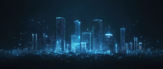 background with the image of megalopolis e-scrapers