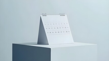 White paper desk calendar flipping mockup on a white background.