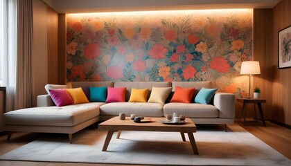 Photo interior modern design room 3d illustration;