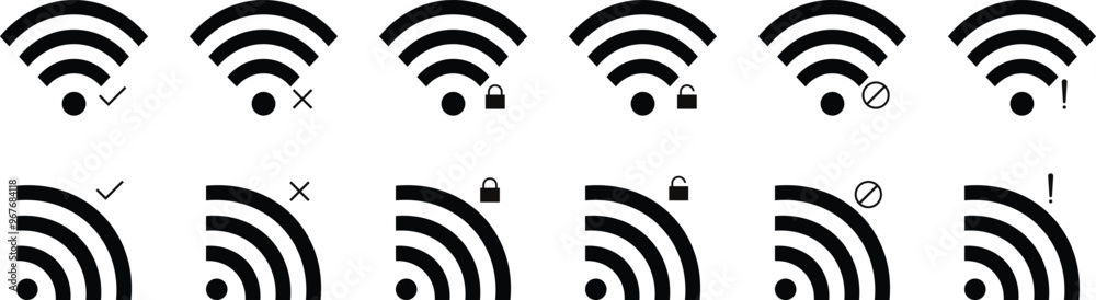 Poster set of wifi network icon. mobile phone wireless internet symbol vector illustration.