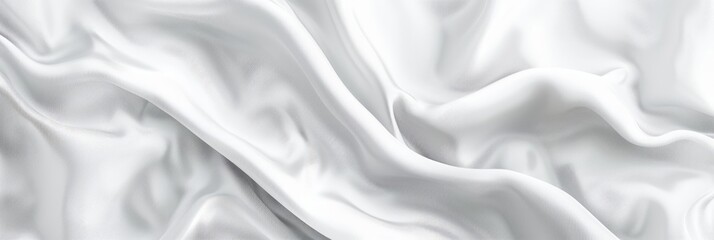 Fototapeta premium Abstract White Silk Fabric Background, Soft Satin Texture with Elegant Drapery and Wavy Folds