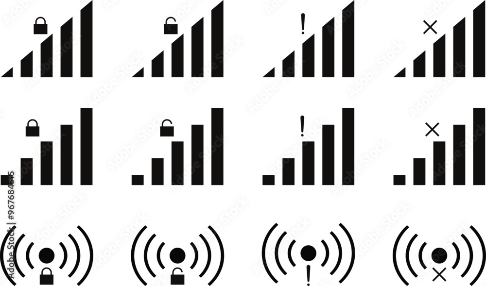 Aufkleber set of wifi network icon. mobile phone wireless internet different symbol vector illustration.