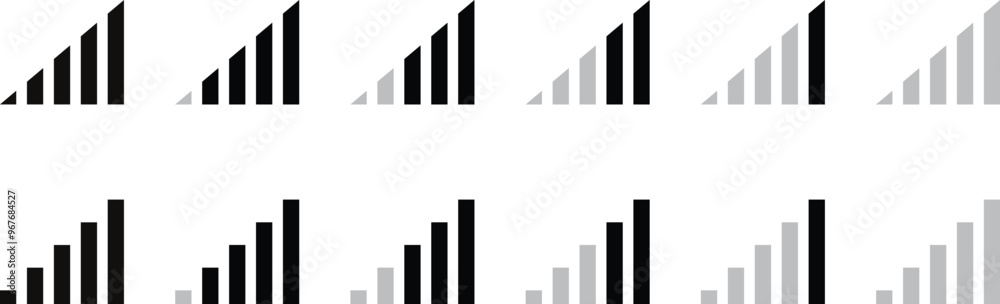 Poster set of phone network signal icon. phone internet level indicator vector illustration.