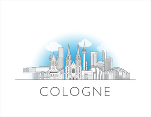 Fototapeta premium Cologne Germany cityscape line art style vector illustration
