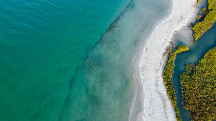 Turquoise water along the coast