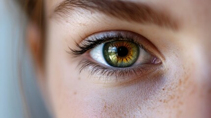 Obraz premium Close-up of a human eye showcasing intricate details and vibrant colors.