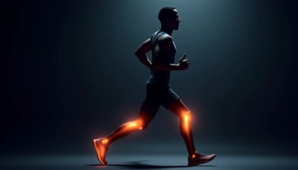 Person Running with Glowing Joints, a silhouette of a person engaging in physical activity