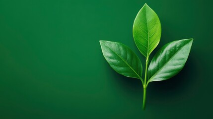 Green Leaf Sprout on Green Background