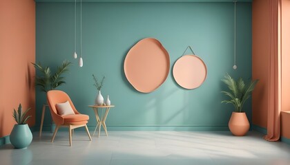 Photo interior modern design room 3d illustration;