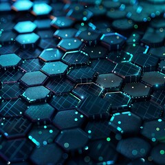 Fototapeta premium dark blue abstract background with hexagons, technology, connections, digital concept