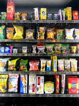 Vending machine with various snacks in the metro station
Editorial photo, mockup, background for architects, and graphic designers. No Generative AI was used.
Milan, Italy, - 08. 25. 2023