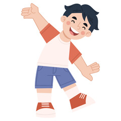 Vector illustration of happy and jumping boy