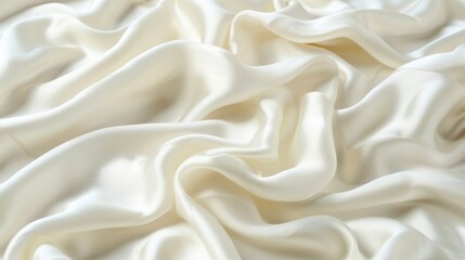 Fototapeta premium Abstract background of soft, white satin fabric with delicate curves, elegant and luxurious texture.