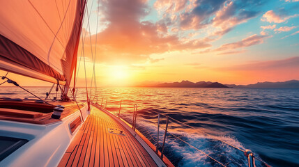 Sunset visible from the deck of the yacht