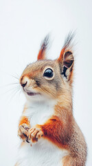 Fototapeta premium Adorable Squirrel Portrait: Cute Wildlife Photography of Furry Rodent in Nature - Brown Ears, Whiskers, and Playful Expression in Woodland Habitat, Close-Up Detail and Curious Behavior