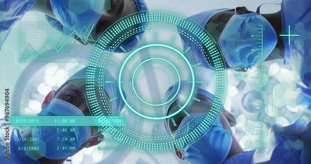 Poster animation of scope scanning and data processing over diverse surgeons in operating theatre