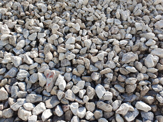 Pebbles, stone. Crushed rubble, coarse fraction. Construction crushed stone, building materials.