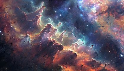 Obraz premium Stary night cosmos. Colorful space galaxy cloud nebula. Universe science astronomy. Supernova background wallpaper