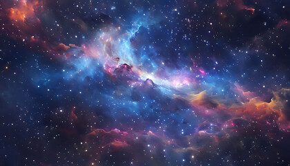 Stary night cosmos. Colorful space galaxy cloud nebula. Universe science astronomy. Supernova background wallpaper