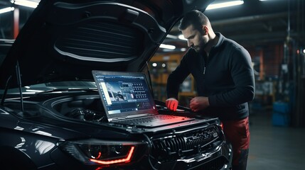 car service with auto mechanic at work