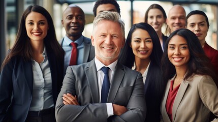 Fototapeta premium group of young business people with different ethnicity work together as a team