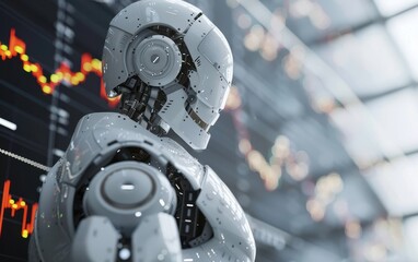Fototapeta premium Robot Analyzing Stock Market Data