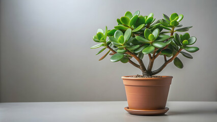 Studio shot of a jade plant Crassula ovata isolated on a clear background, Jade plant, Crassula ovata, succulent