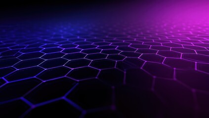 Obraz premium Hexagonal Pattern in Neon Blue and Purple