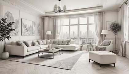Photo interior modern design room 3d illustration;