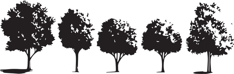 Set Trees. Hand drawn vector illustration	