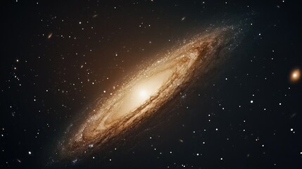 Fototapeta premium A stunning view of a spiral galaxy illuminated against the cosmic backdrop.